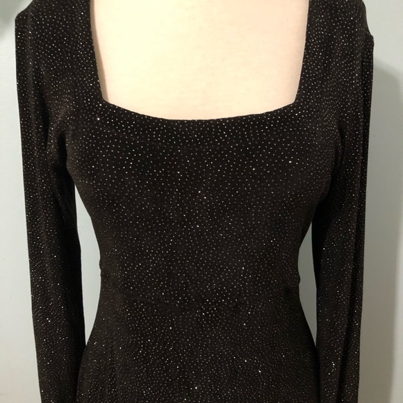 Vintage 90s Slinky Black Sparkle Mini Dress Small - Picture 3 of 5